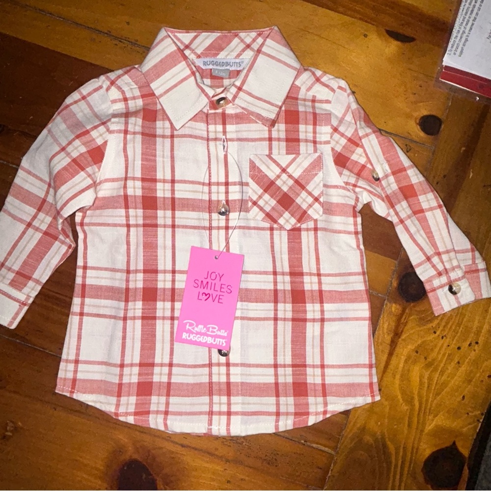 6-12M Rugged Butts Plaid Button Down Shirt